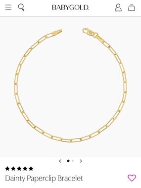 Babygold 14k Dainty Paperclip Bracelet